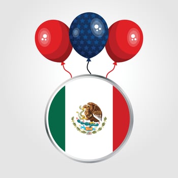 Celebration Mexico National Flag With Balloons vector