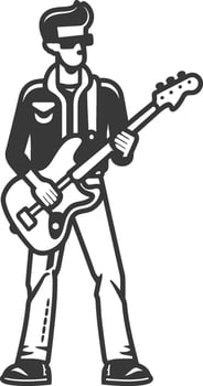 A cartoon man playing an electric guitar vector