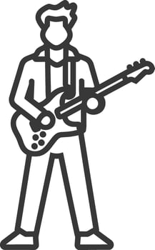 A man playing guitar line icon vector