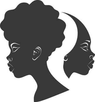 Two black women with afro hair in profile vector