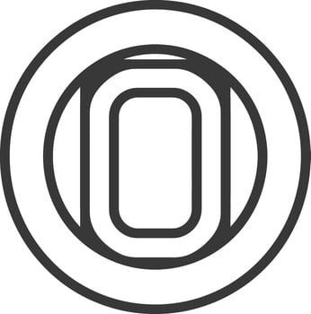 A stylized letter O with multiple concentric circles vector