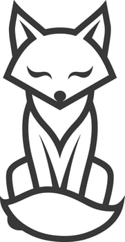 A black and white drawing of a fox vector