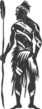 A black and white illustration of a man with a spear vector