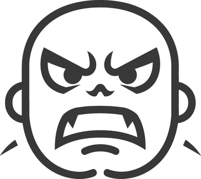 Black and White Line Drawing of an Angry Cartoon Face with Fangs vector