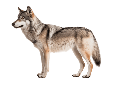 Side View Of A Gray Wolf Standing On Transparent Background png