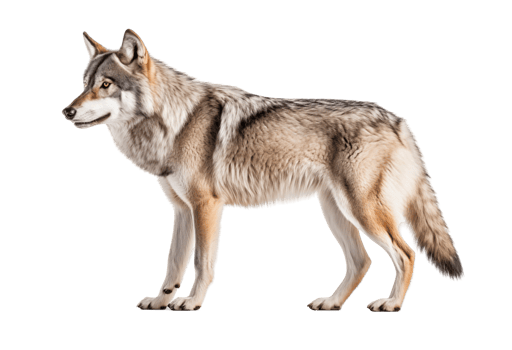 Majestic Gray Wolf Standing In Profile Isolated On Transparent Background png