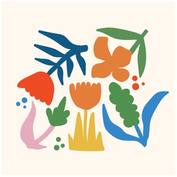 Abstract floral set with background cream vector