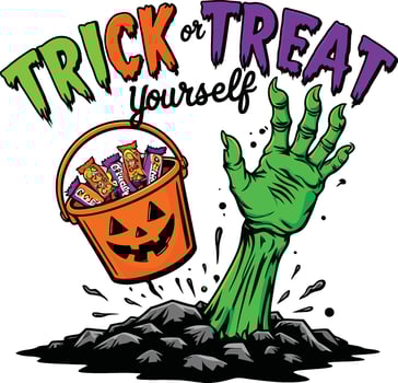 Halloween and Trick or Treat lettering. Stylized text. Holiday Illustration on white background for Halloween day vector