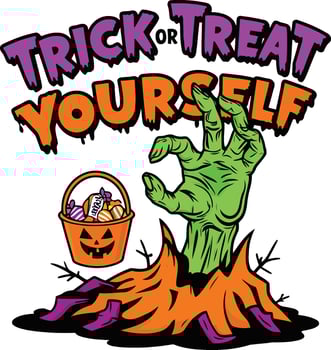 Trick or treat with pumpkin squash lantern decoration elements for holiday spooky background vector