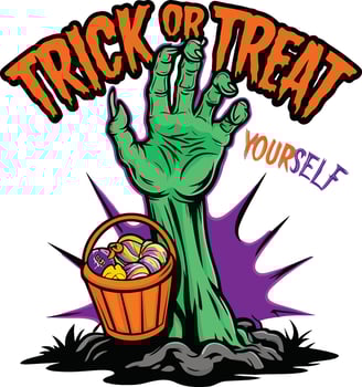 trick or treat illustration t-shirt design eps 10 vector