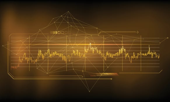 Abstract infographics on a golden background of a stable financial chart. vector