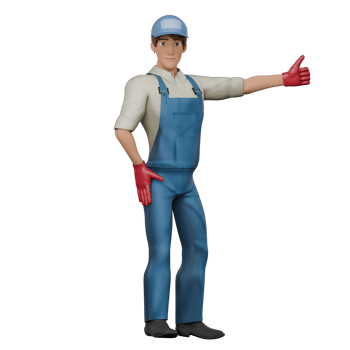 3D Urban Male. A male mechanic stands with his left hand raised with his thumb up and his right hand on his waist, as if approving a job. Mechanic png