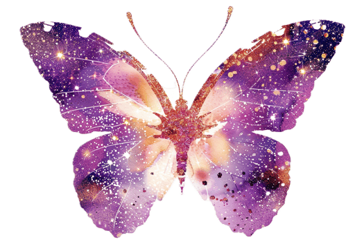 Watercolor Butterfly with Celestial Patterns. png
