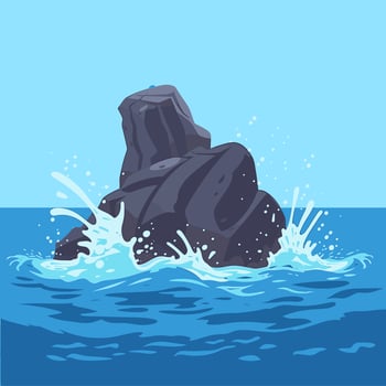 Sea rock with waves illustration vector
