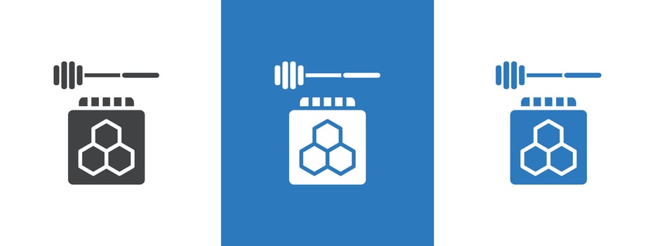 Honey jar with dipper icon thin line illustration vector
