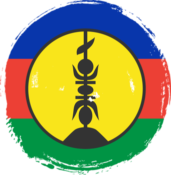 New Caledonia flag circle grunge style png