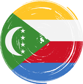 Comoros flag circle grunge style png