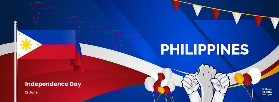 Happy Philippine national day, wide poster for national day, greeting card, web banner vector