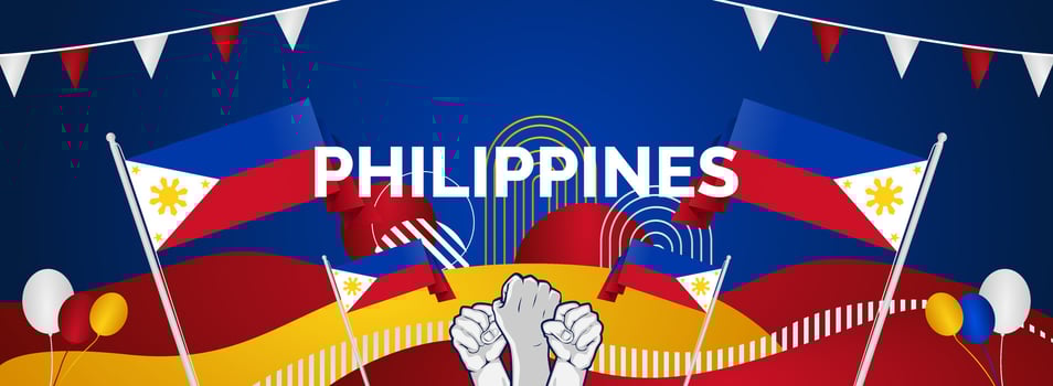 Philippines National Day Horizontal Banner vector