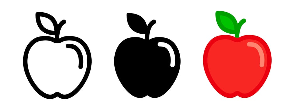 red apple icon. eco fruit sign. fresh food symbol. vegetarian symbol. diet pictogram. Health illustration. vector