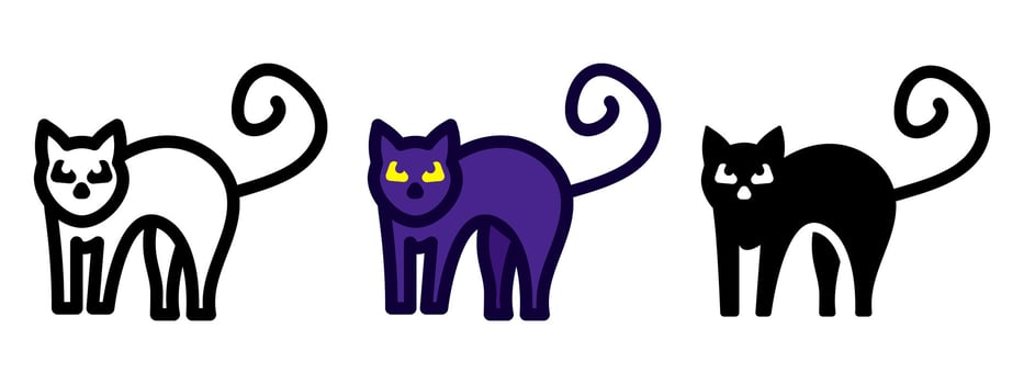Scary kitten icon. Halloween cat symbol. vector