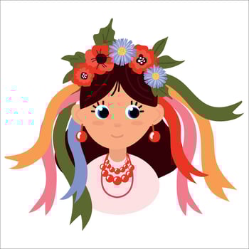 Ukrainian girl in national costume. White background, isolate vector