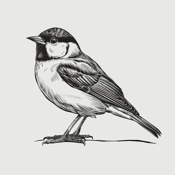 bird monochrome ink sketch drawing engraving style illustration vector