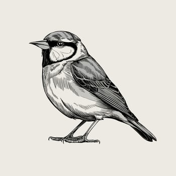 bird pencil ink sketch drawing black and white monochrome engraving style vector