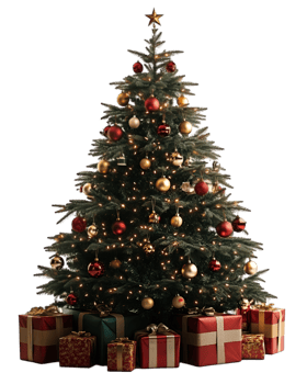 A christmas tree with presents on it png