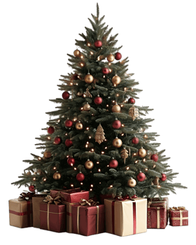 A christmas tree with presents on it png