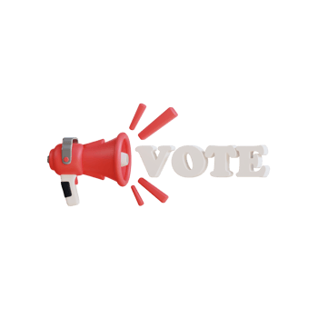 3D megaphone with 'Vote' text. Concept for political elections, voting rights, and civic duty png