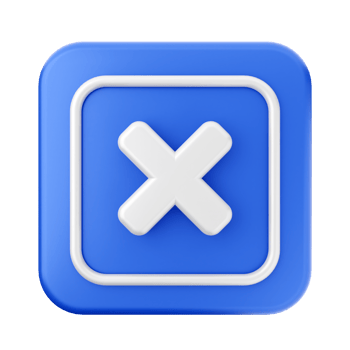 A blue square icon with an x sign png