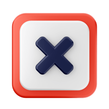 A red and white square button with an x png
