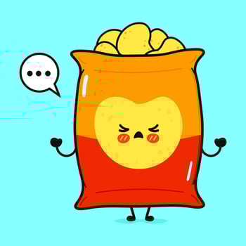 Angry Chips character. hand drawn cartoon kawaii character illustration icon. Isolated on blue background. Sad Chips character concept vector