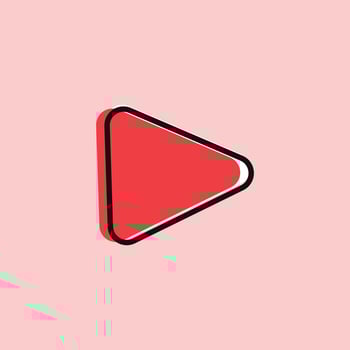 A red play button on a pink background vector