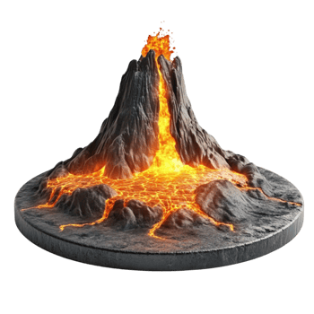 Volcanic Eruption with Orange Lava png