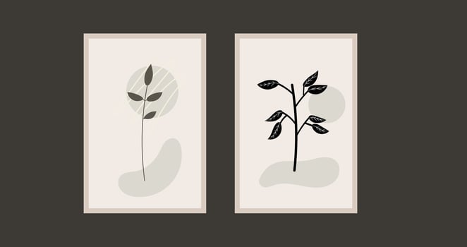 abstract background, plant painting illustration with calm neutral colors vector