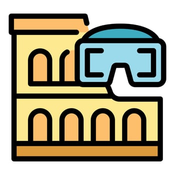 Virtual reality travel to rome colosseum icon vector