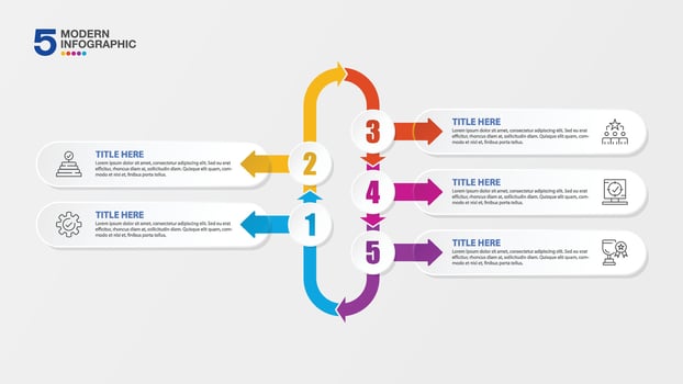 Infographic 5 steps and business icons for presentation. vector