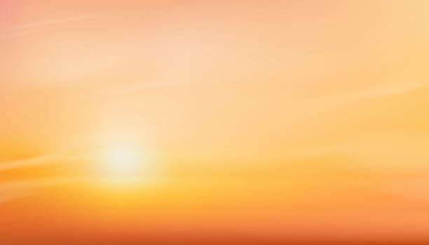 Sunset Sky,Cloud background.Autumn with orange,yellow sky sunrise over beach, Nature Winter sunlight in evening,Banner cartoon landscape sunny day in summer by the sea vector