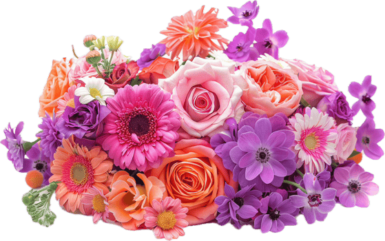 Vibrant Mixed Flower Bouquet with Roses. png