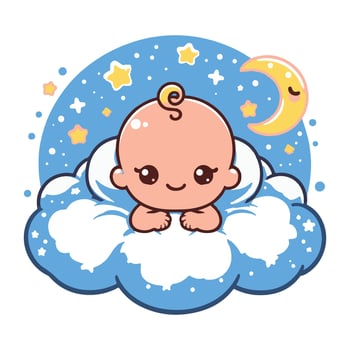 Baby on cloud illustration vector