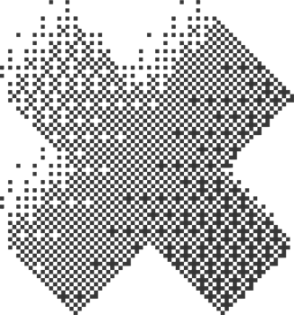 Pixel pattern shape. Textured cross with bitmap Y2k dither gradient. Retro sign with old computer game graphic effect. Halftone grunge illustration png