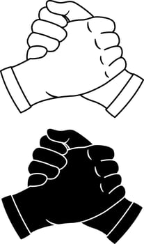 Fraternal or Friendly Handshake icons. Black and White Handshake Icons. Hand Gesture. illustration vector