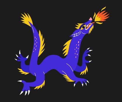 Chinese Dragon in flat style. Symbol of Chinese New Year 2024. Cartoon character. illustration vector