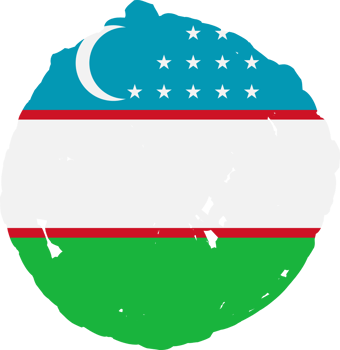 Uzbekistan flag circle grunge style png