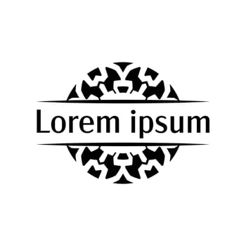 Decorative emblem badge template with abstract petal shapes vector