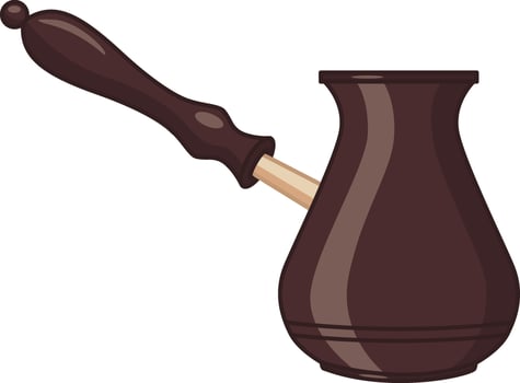 Brown Cezve for Making Coffee. Traditional Turkish Kitchen Utensils. illustration vector