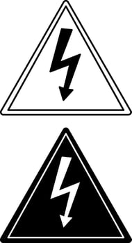 High Voltage Signs. Black and White Icons. Danger Warning Sign vector