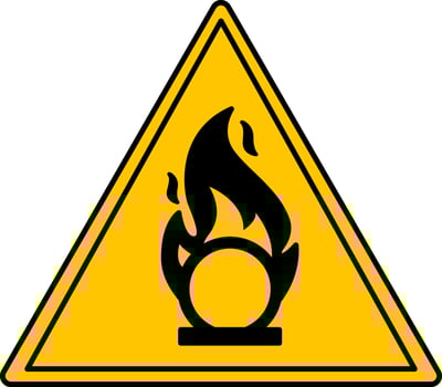 Yellow Sign Oxidizer. Icon. Combustible Substances and vector